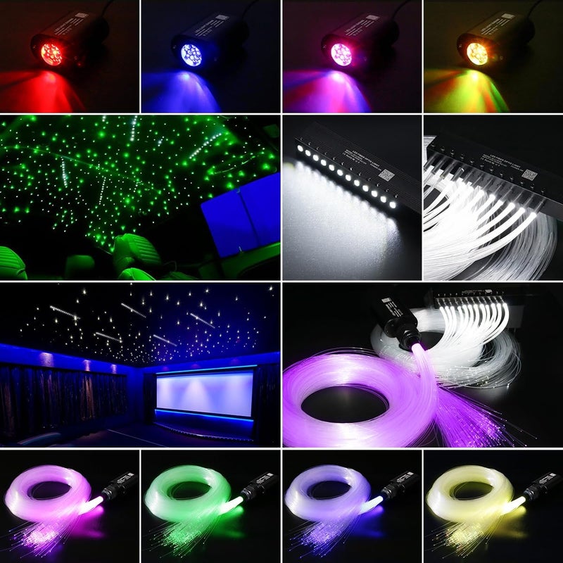 AKEPO 6W Mini Size RGBW Twinkle+White Meteor+Music Sync APP Fiber Optic Lights Kit, Shooting Star Fibers+600pcs 0.03in 9.8ft/3m Fibers APP Fiber Optic Star Light for Home/Car Headliner Starlight - Image 3